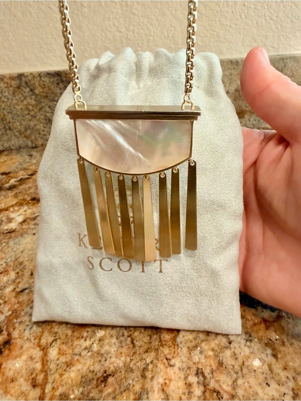 Kendra Scott Mother of Pearl Fringe Pendant Necklace